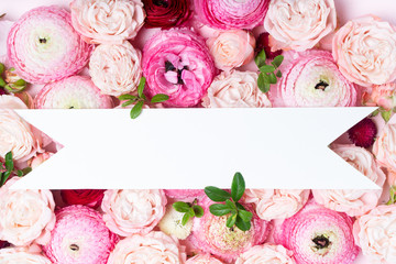 Flowers flat lay composition