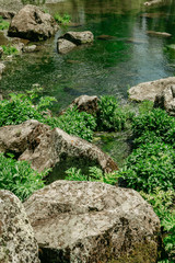 Stones near the lake. Landscape. Natural background