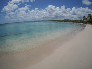 lovely beach in Martinique, fisheye view, French overseas territory in caribbean