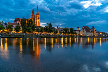 Regensburg an der Donau in der Abendstimmung