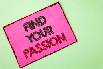 Word writing text Find Your Passion. Business concept for No more unemployment find challenging dream career written Pink sticky note paper plain background.