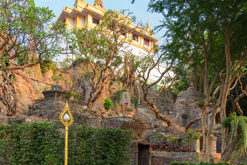 View to the Golden Mount. The monastery Wat Saket is one of the major tourist attractions in Bangkok