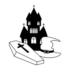 halloween october scary celebration cartoon in black and white