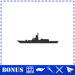 Fototapeta premium Warship icon flat