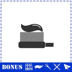 Toothbrush with Toothpaste icon flat
