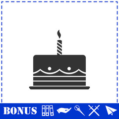 Birthday cake icon flat