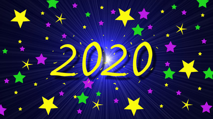2020 background with burst and stars
