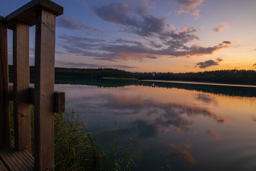 sonnenuntergang am See Spiegelung Abendrot