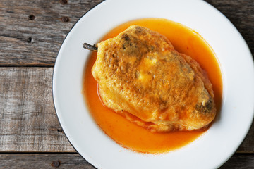 Mexican stuffed chili pepper 