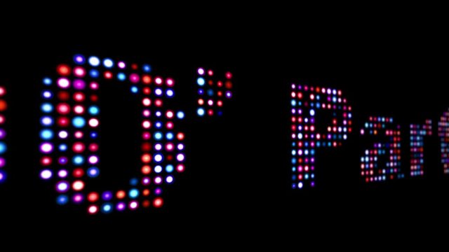 90s party led text isolated on black