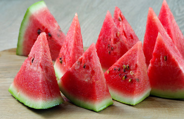 ripe red watermelon sliced close-up