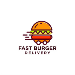 Burger abstract outline vector logo template, fast food isolated line art stylized icon, 