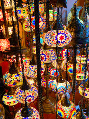 Traditional vintage mosaic Turkish Arabic Moroccan multicolored lamps   