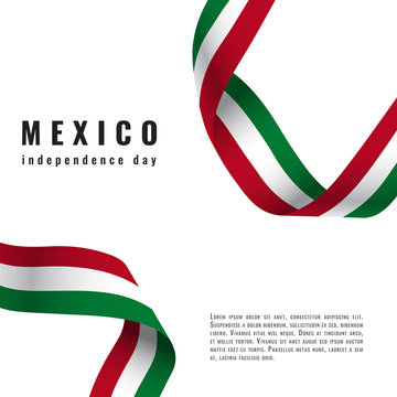 Viva Mexico background with ribbon Independence day vector