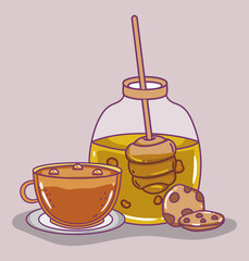 tea time sketch flat design