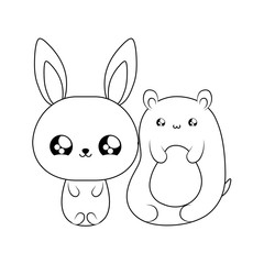 cute bear with bunny baby animals kawaii style