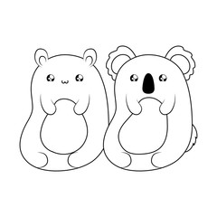 cute bear with koala baby animals kawaii style