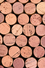 Wine corks background closeup, vertical format, may be rotated