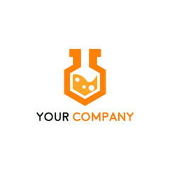 Science lab beaker logo inside vector illustration, labs school