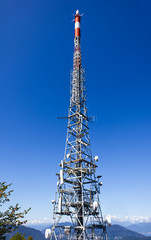 Telecommunication tower with antennas over Monte San Salvatore, Lugano, Switzerland