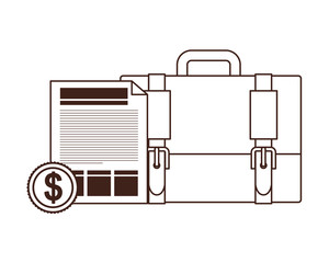 suitcase of businessman with file sheet in white background