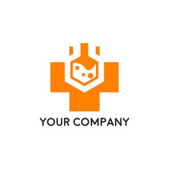 Science lab beaker logo inside vector illustration, labs school