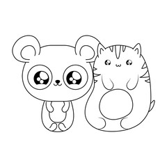 panda bear with cat baby animals kawaii style