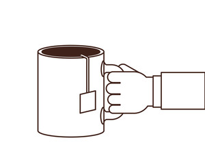 hand with cup of coffee with white background