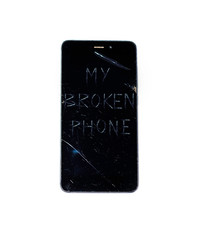 Phone with a broken display isolated