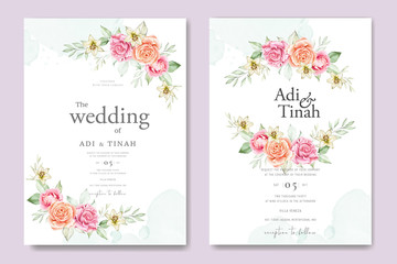 Fototapeta na wymiar wedding invitation card with beautiful flowers template