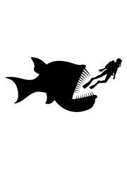 taucher tiefsee fisch gefährlich zähne hässlich böse monster gruselig horror anglerfisch unterwasser tauchen schwimmen meer wasser clipart design comic cartoon fressen
