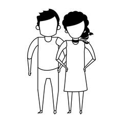 grandparents senior old people cartoon faceless in black and white