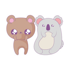 cute bear with koala baby animals kawaii style