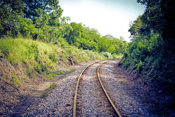 Obraz premium picture of a curve on a railroad track in southern Brazil