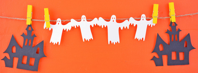 Halloween Bunting Garland Social Media Banner sized to fit a popular social media cover image placeholder.