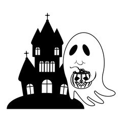 halloween october scary celebration cartoon in black and white