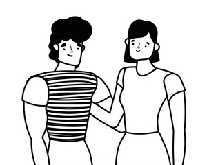 Fototapeta premium Couple of woman and man cartoon design vector illustration