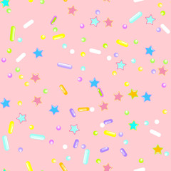 Sprinkle Cupcake Donut Topping. Seamless Pattern 