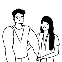 Couple of woman and man cartoon design vector illustration