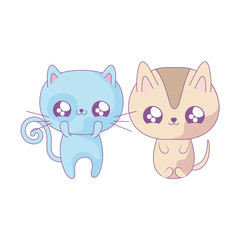 group of cute cats baby animals kawaii style