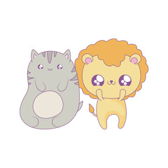 cute lion with cat baby animals kawaii style