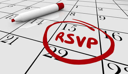 RSVP Date Day Circled Calendar Reserve Event Party Response 3d Illustration