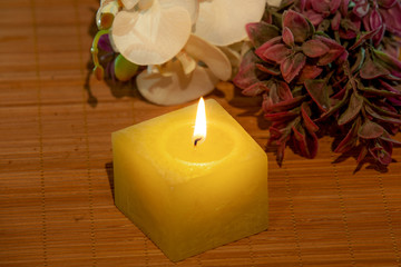 candle and flowers