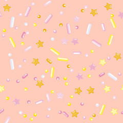 Sprinkle Cupcake Donut Topping. Seamless Pattern 