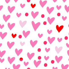 Vector seamless retro pattern, valentines day with hearts. Can be used for wallpaper, pattern fills, web page background,surface textures - Vector