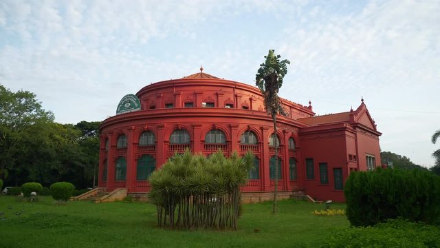 sunset time bangalore city park famous library slow motion panorama 4k india