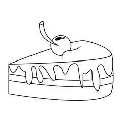 sweet candy dessert delicious cartoon in black and white