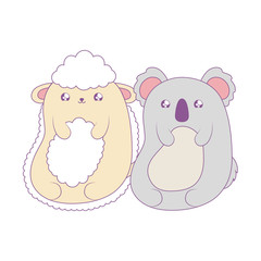 cute koala with sheep baby animals kawaii style