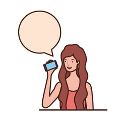 woman with speech bubble avatar character
