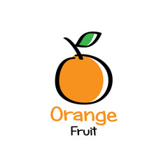 fresh orange fruit logo symbol hand drawn cartoon style